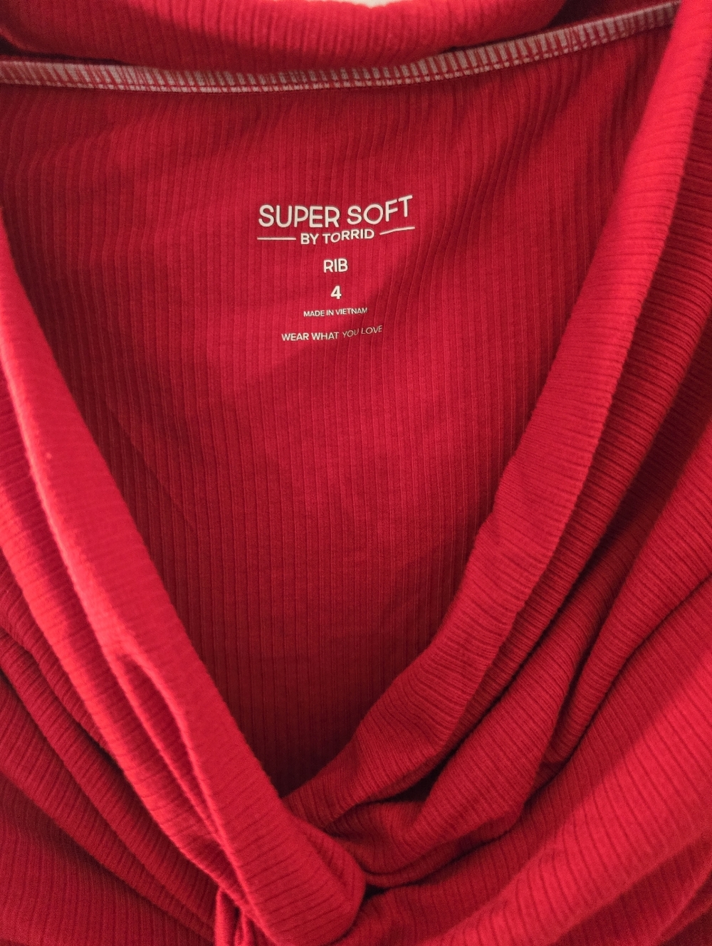 Torrid Off-Shoulder Twist Front Ribbed Red Dress Sz , R - Picture 6 of 8